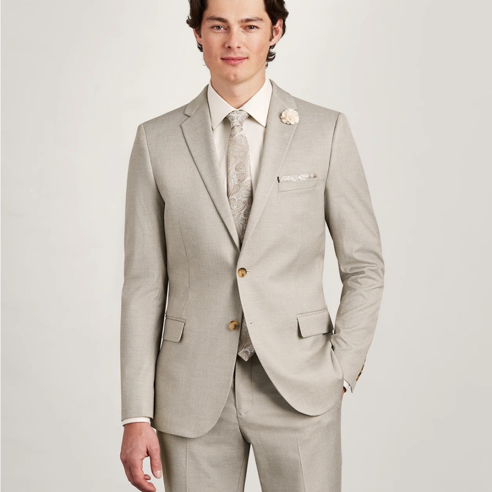 G Grafton Light Beige/Gray Two-Button Suit and Pant Set